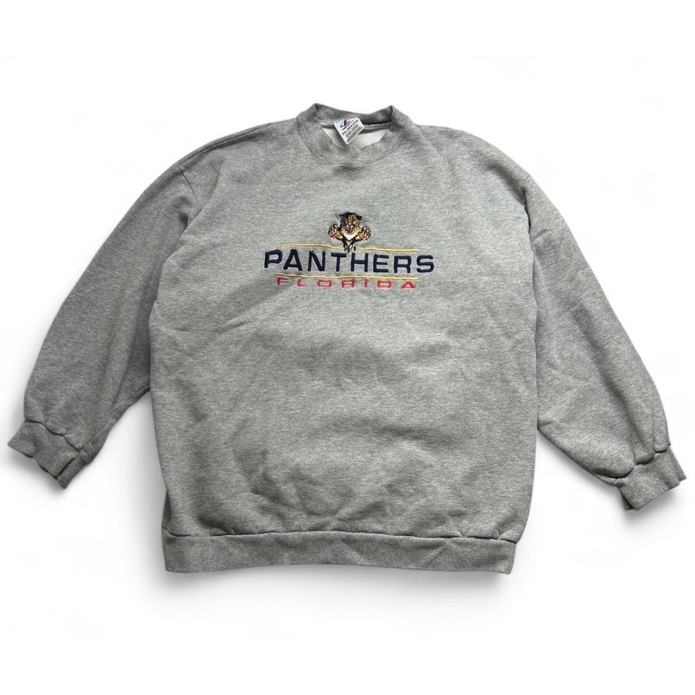 Vintage Logo Athletic Florida Panthers NHL Sweatshirt Gray 3XL Embroidered 90s